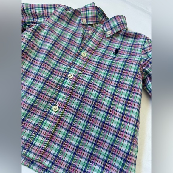 Ralph Lauren - Baby Plaid Cotton Poplin Button Up Shirt - Pink - 9 Months - Picture 5 of 5